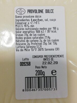 Provolone - Nutrition facts - es