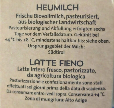 Heumilch - Ingredients - de