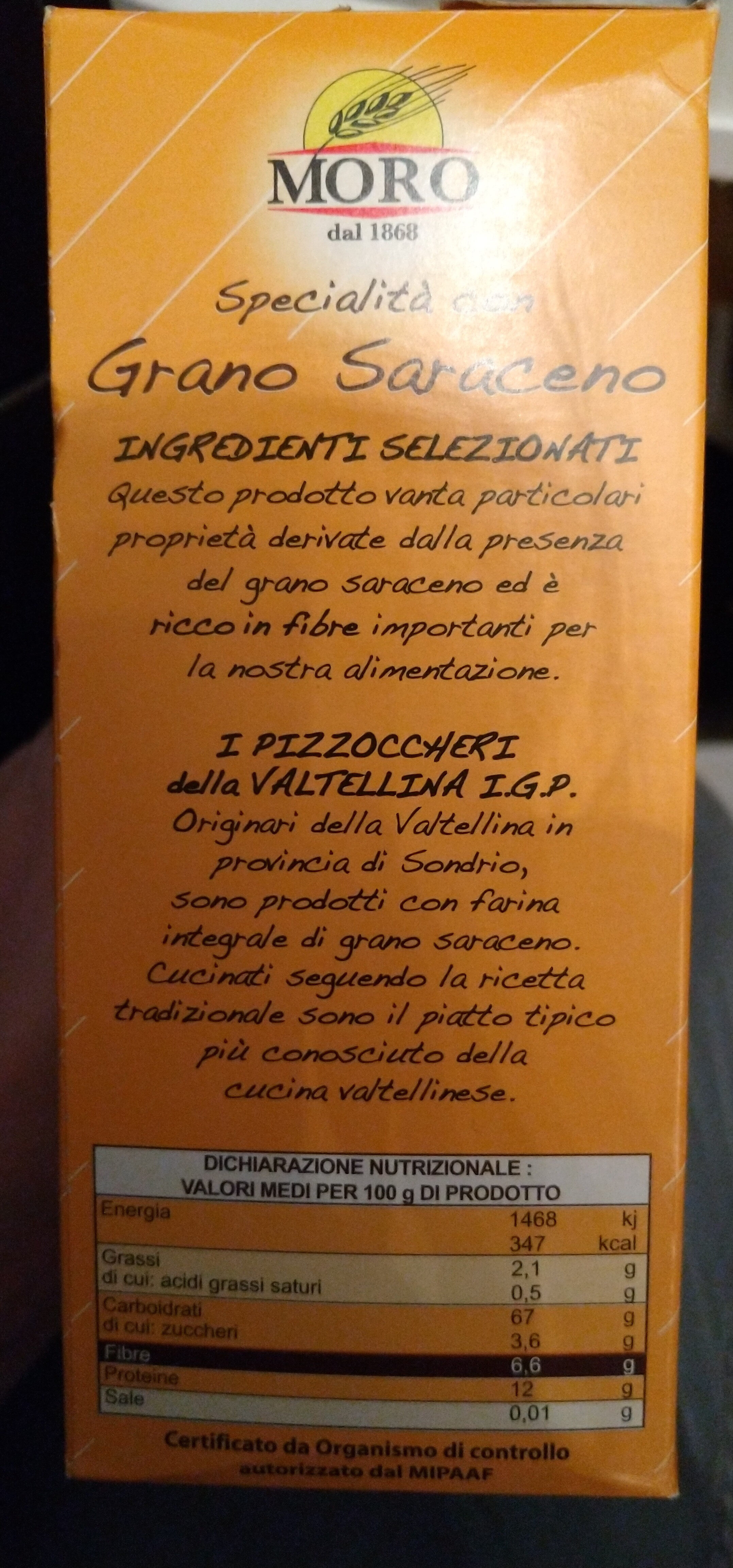 Pizzoccheri della Valtellina i.g.p - Ingredients - it
