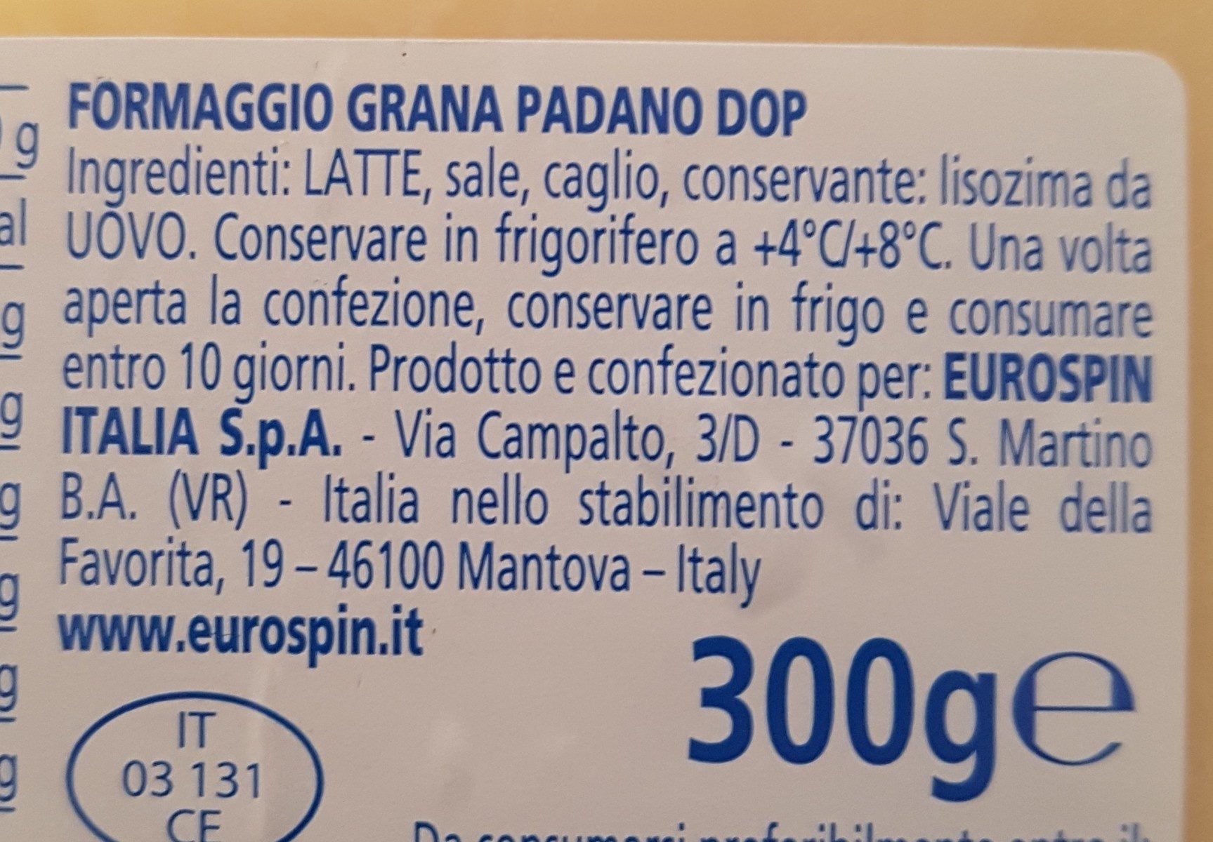 Grana Padano DOP - Ingredients - en