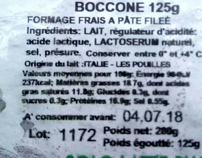 Boccone - Ingredients - fr