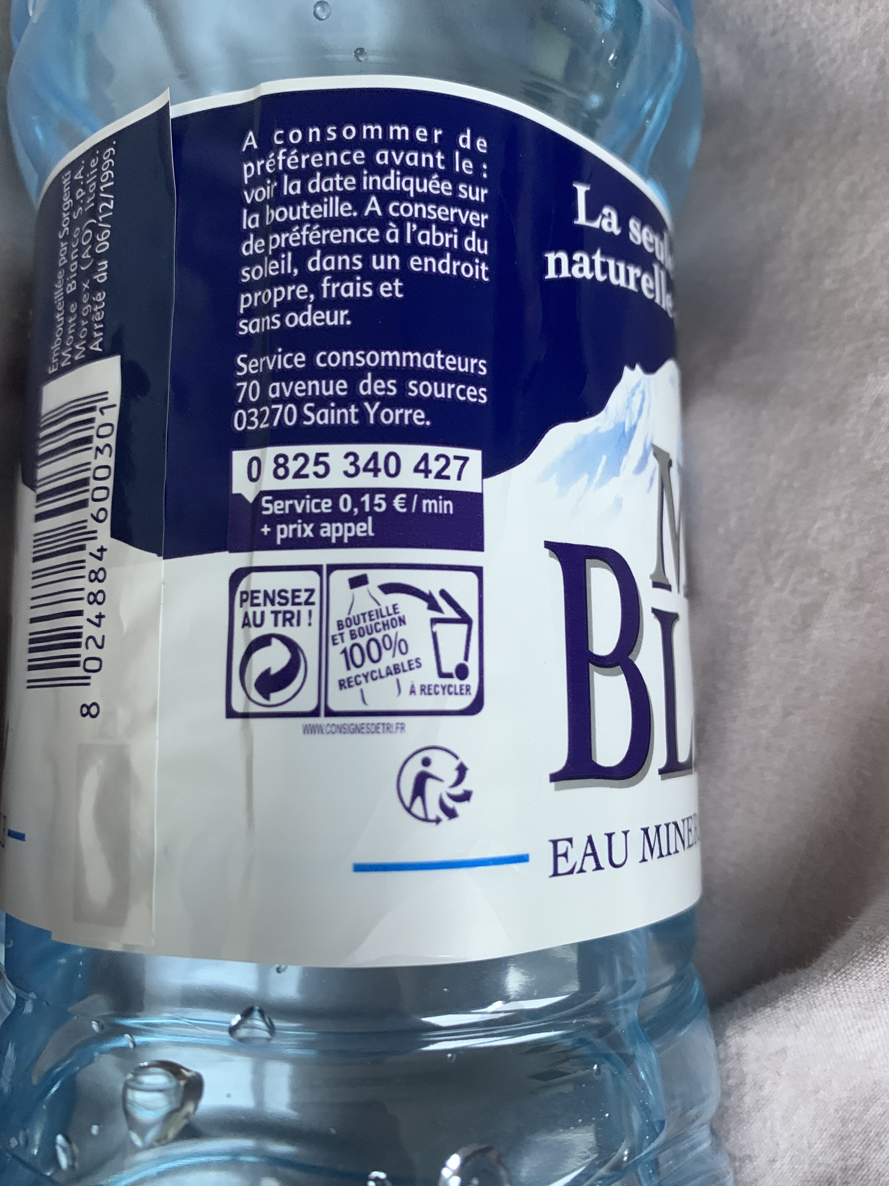 Eau Mont Blanc - Recycling instructions and/or packaging information - fr