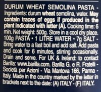 Barilla Stelline, Pasta - Ingredients - en