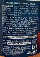Ragù contadino - Nutrition facts - it