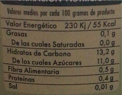Piña en su jugo - Nutrition facts - es