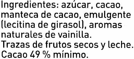 Tableta de chocolate negro 49% cacao - Ingredients - es