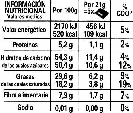 Tableta de chocolate negro 49% cacao - Nutrition facts - es