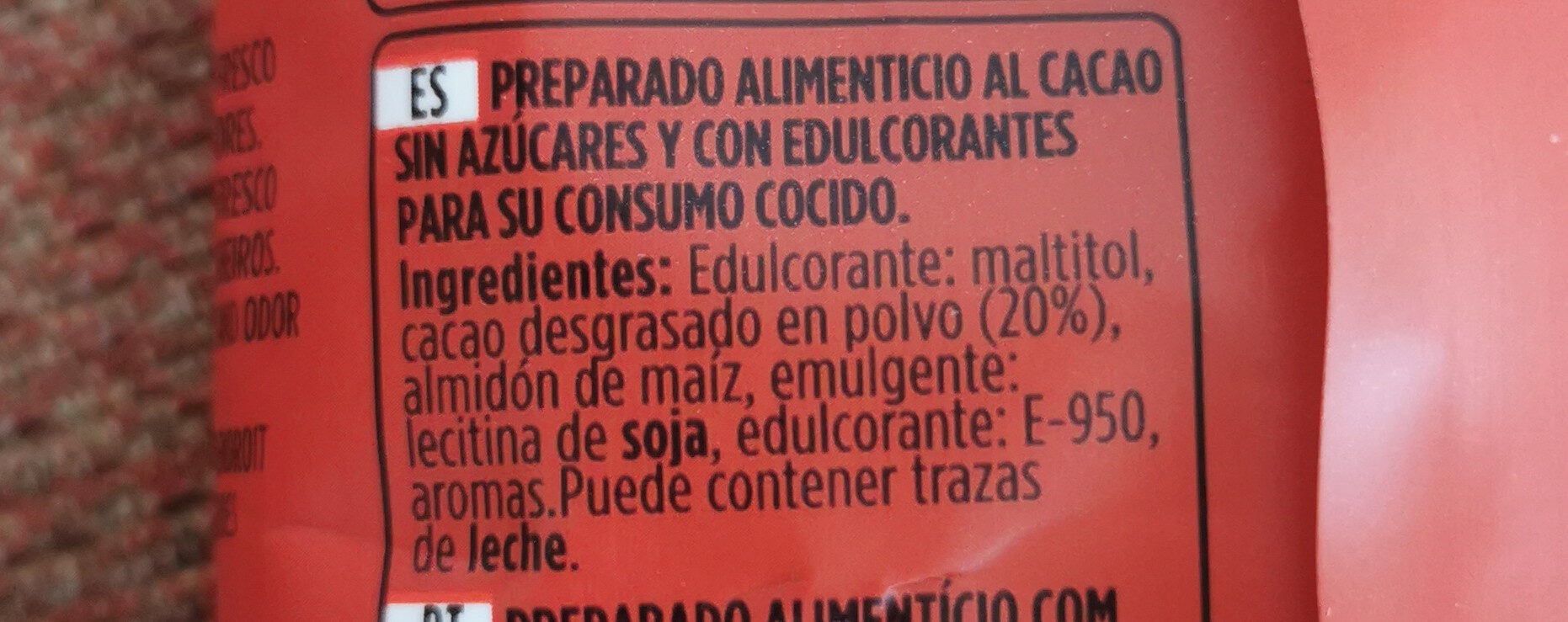 ValorCao a la taza 0% - Ingredients - es