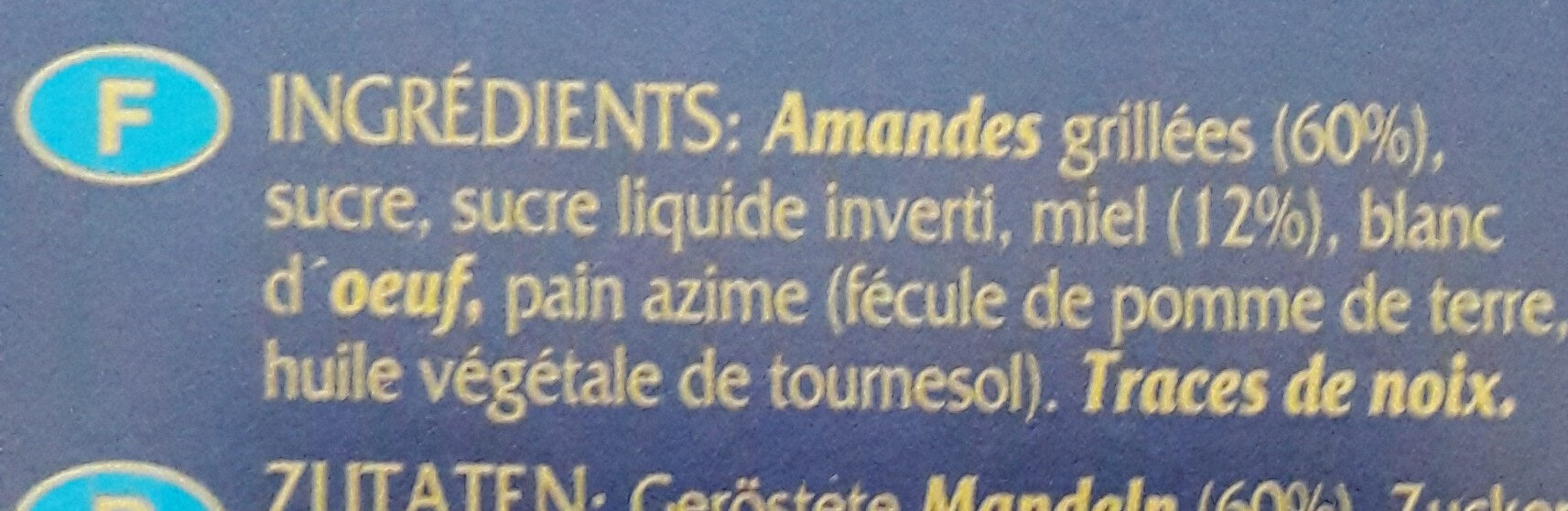 Turrón de Alicante - Ingredients - fr