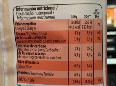 Lay's horno - Nutrition facts - es
