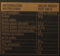 Turrón duro - Nutrition facts - es