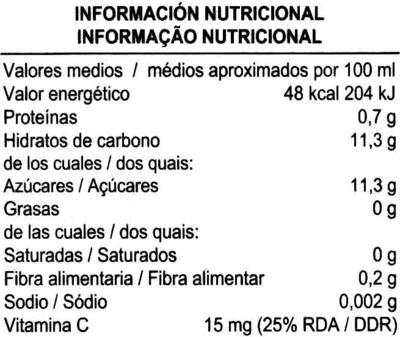 Zumo de mandarina exprimido refrigerado - Nutrition facts - es