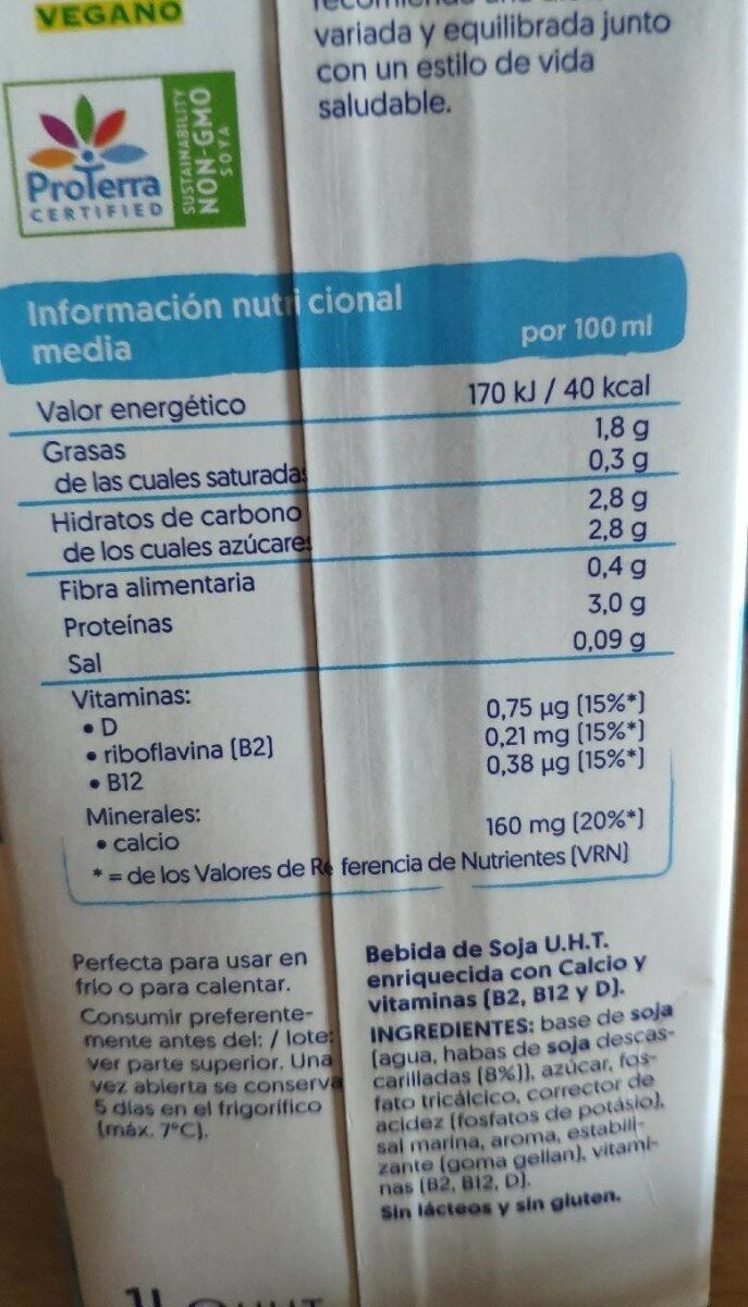 Alpro Soja - Nutrition facts - es