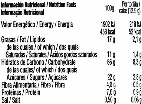 Tortitas de maíz con chocolate negro - Nutrition facts - es