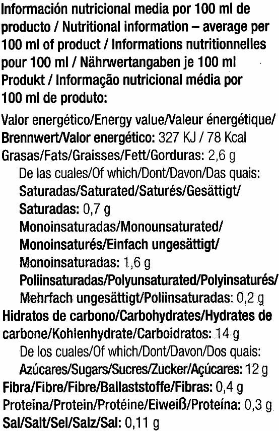 Horchata ecológica de chufa - Nutrition facts - es