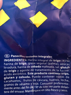 Panecillos tostados integral - Ingredients