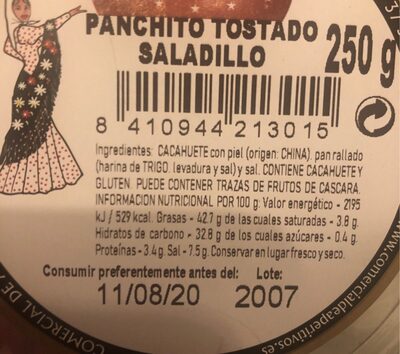 Panchito Tostado Saladillo - Nutrition facts - es