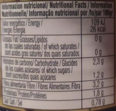 Corazones de alcachofas en cuartos - Nutrition facts - es