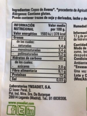 Copos de avena - Nutrition facts
