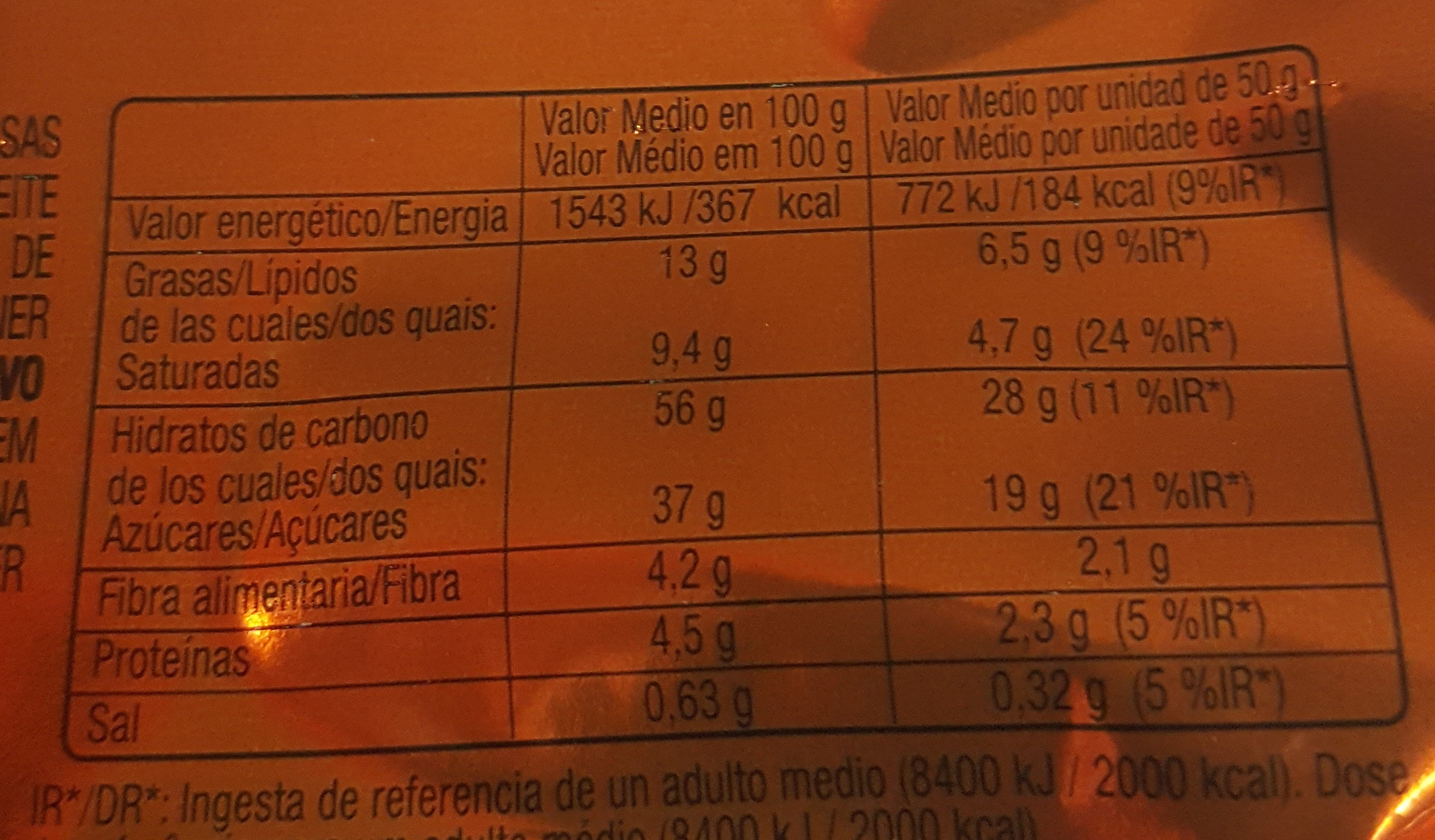 Tigretón - Nutrition facts - es