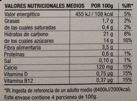 Postre cremoso de avena Cacao - Nutrition facts - es