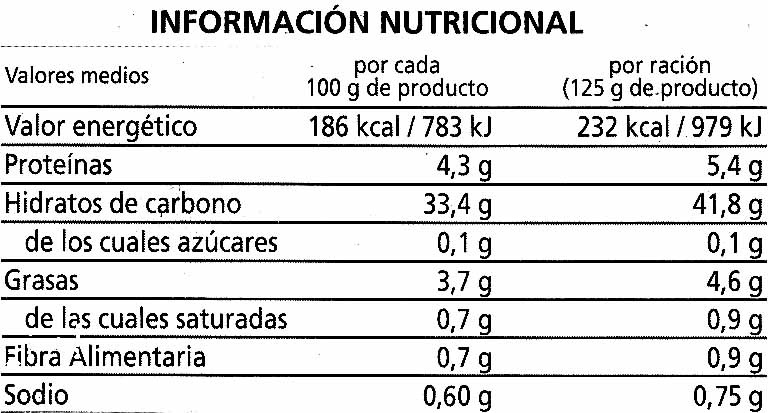 Arroz cocido Basmati - Nutrition facts - es