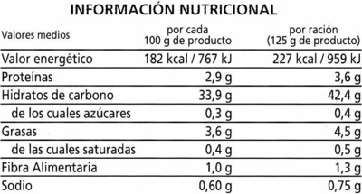 Arroz cocido blanco - Nutrition facts - es