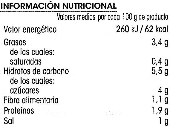 Pisto de hortalizas - Nutrition facts - es