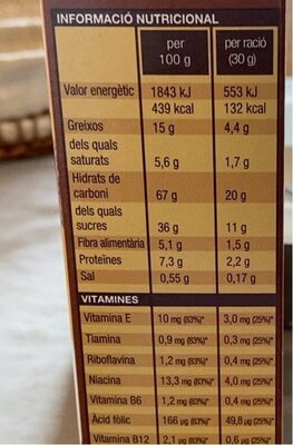 Cereal farcits de xoco - Nutrition facts - ca