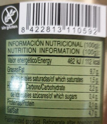 Aceitunas chupadedos tarro - Nutrition facts