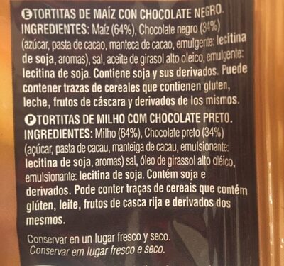 Galettes de Mais chocolat noir - Ingredients