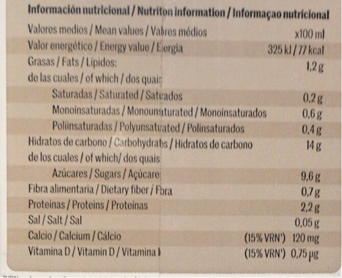 Bebida de choco avena - Nutrition facts - es