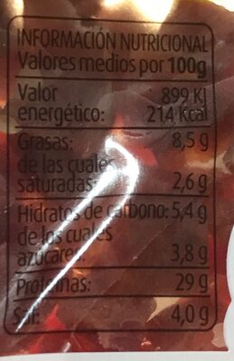 Taquitos de jamón curado de pavo - Nutrition facts