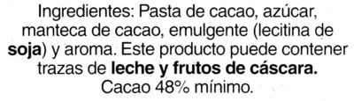Chocolate fondant extrafino negro 48% cacao - Ingredients - es