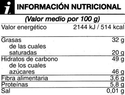 Chocolate fondant extrafino negro 48% cacao - Nutrition facts - es