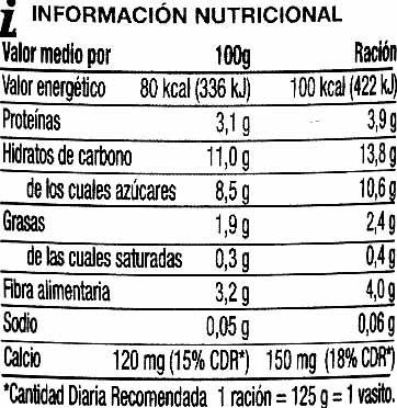 Postre de soja natural - Nutrition facts - es