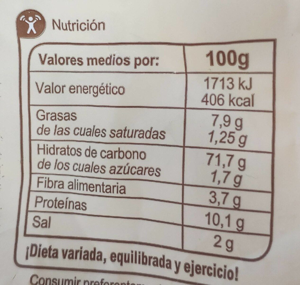 Picos con aceite de oliva y ajo - Nutrition facts - fr