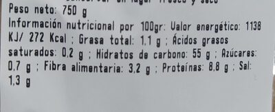 Barra de pan 3 unidades - Nutrition facts - es