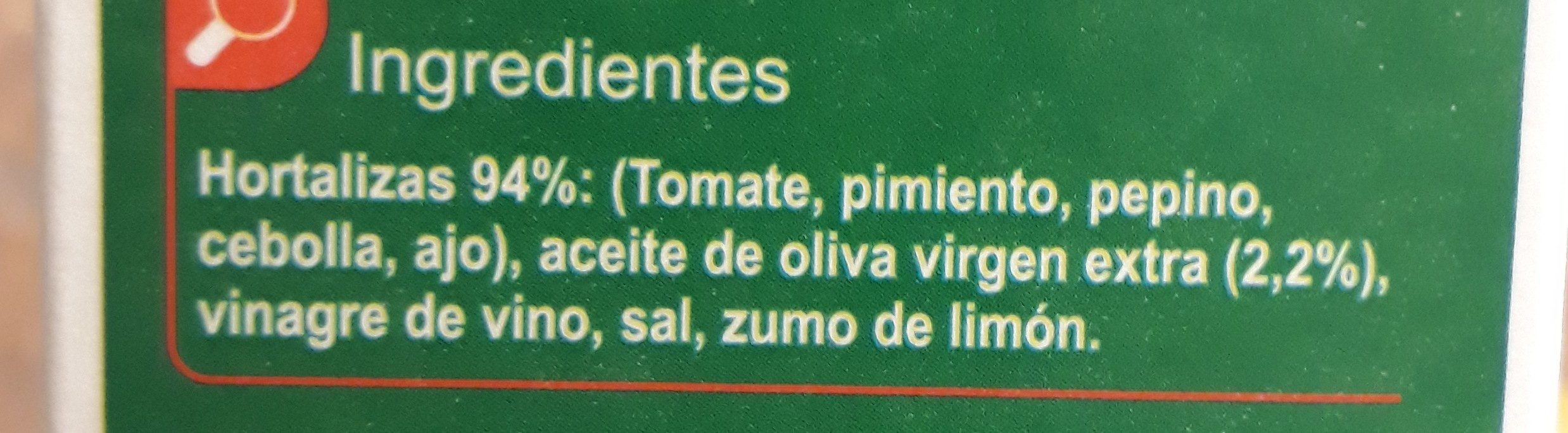Gazpacho normal - Ingredients - es
