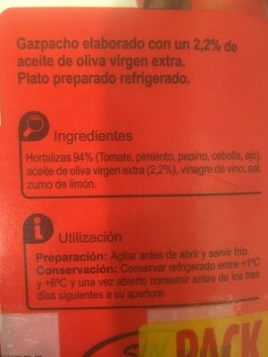 Gazpacho Normal - Ingredients - es