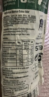 Salchichon Iberico Extra Cular - Nutrition facts - es