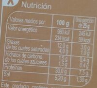 Jamón serrano reserva - Nutrition facts - es