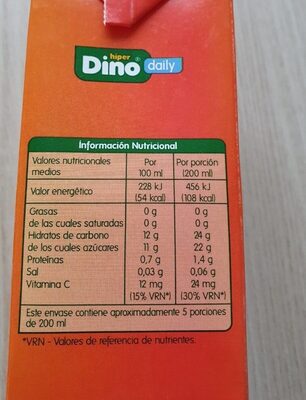 Zumo melocotón y uva - Nutrition facts
