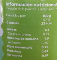 Crema de verduras y hortalizas - Nutrition facts - es