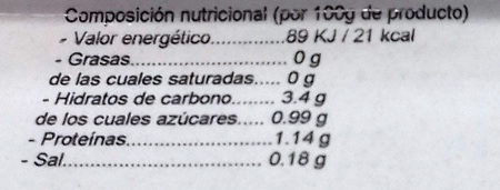 Ensalada mixta - Nutrition facts - es
