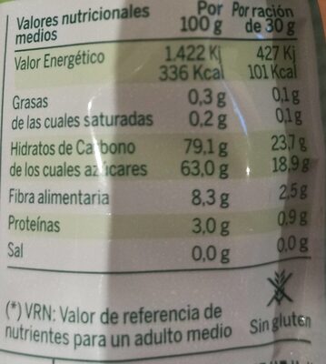 Piña semideshidratada - Nutrition facts