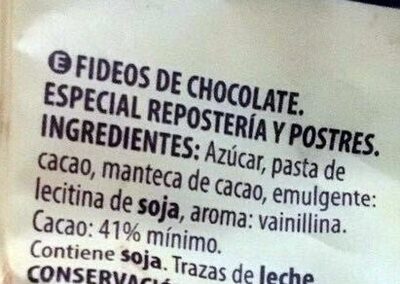 Fideos Granulados de Chocolate - Ingredients