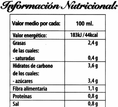 Gazpacho tradicional - Nutrition facts - es