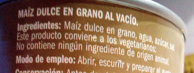 Maiz - Ingredients - es