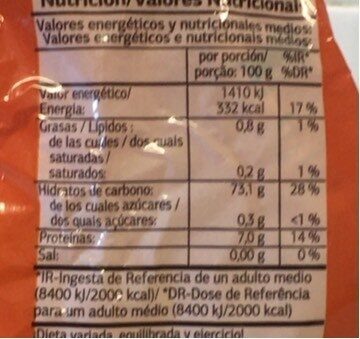 Arroz vaporizado - Nutrition facts - es